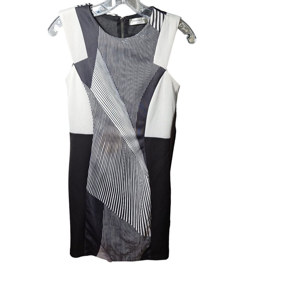 Patrizia Luca Milano Womens Black & White Geometric Sleeveless Dress S